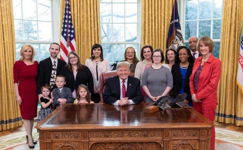 President Trump hosts abortion survivor, pro-life activists at White House on Valentine’s Day